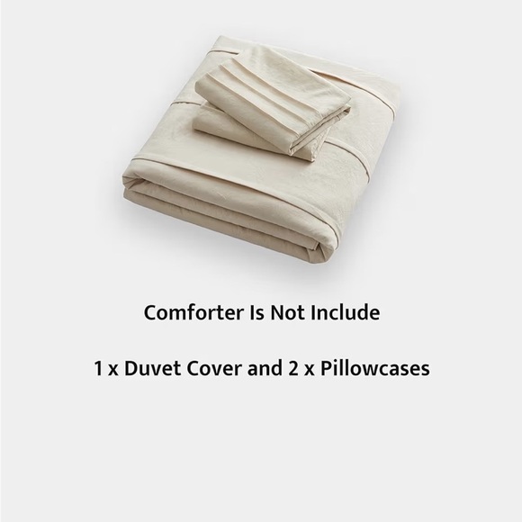 NWT Queen Elegant Cream Duvet Cover with Zipper 3 piece - Picture 7 of 7